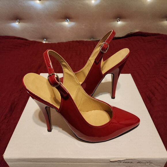 Women's size 7 Red Patent Slingback Pumps - Picture 1 of 4